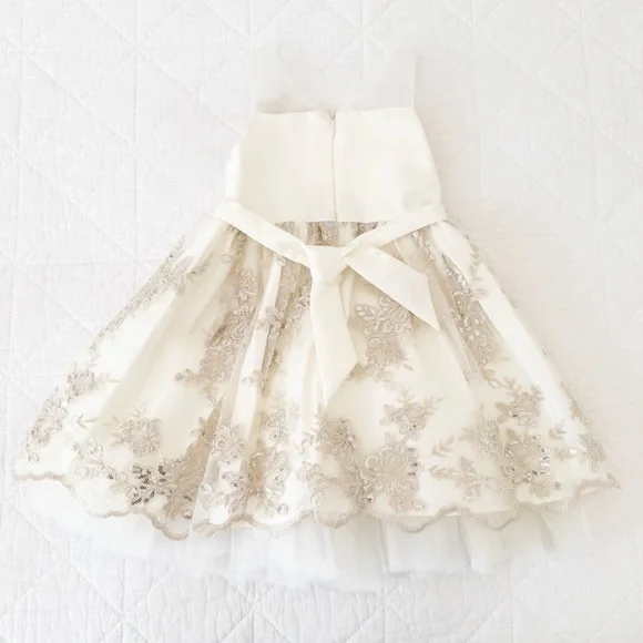 2T American Princess Kids Cream Silver Sequins Formal Dress - Picture 5 of 5